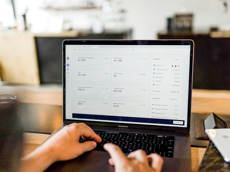 Financial analytics dashboard on screen